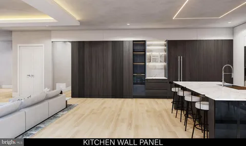 a view of kitchen with furniture and wooden floor