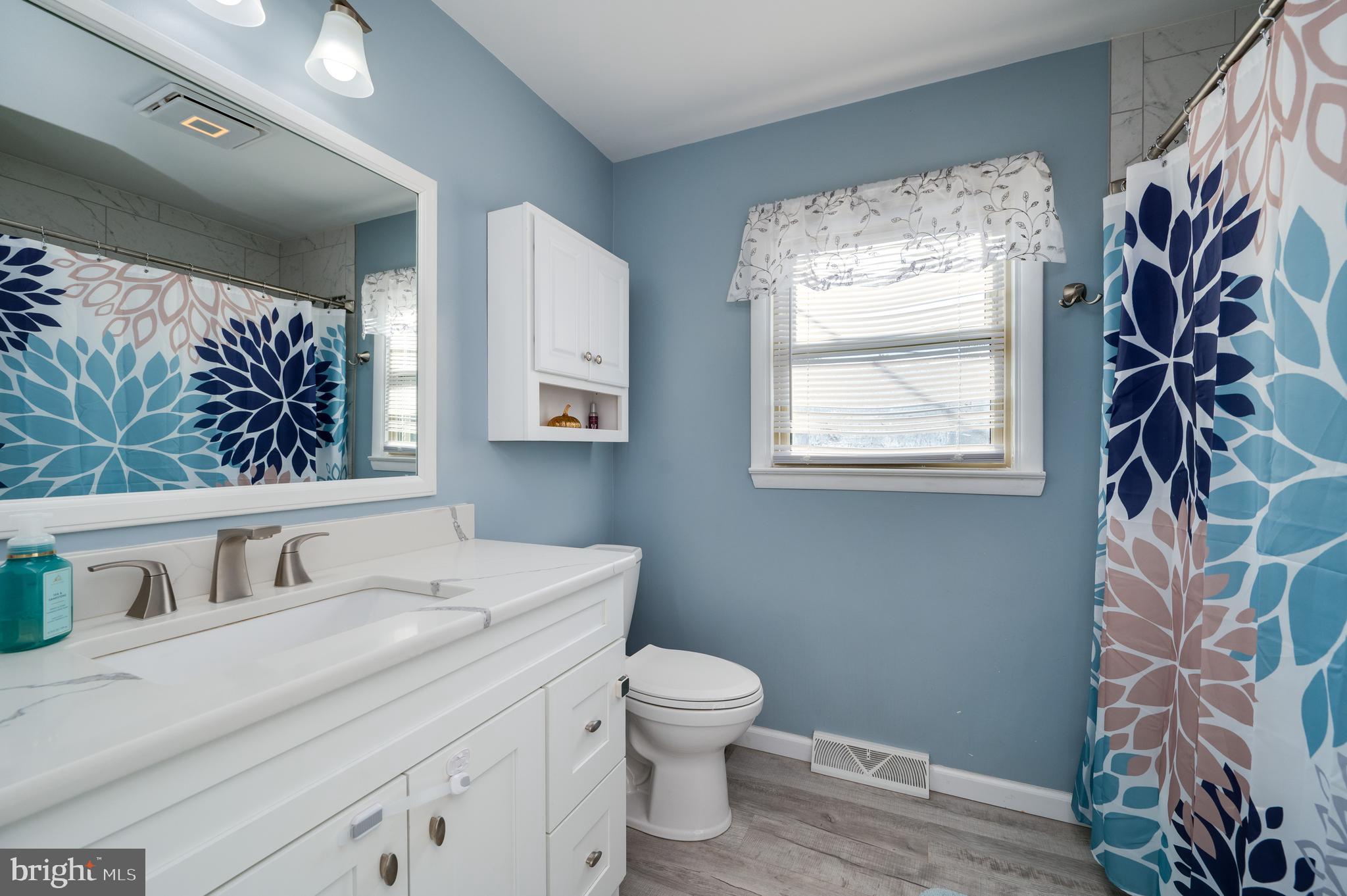118 Octagon Avenue Sinking Spring, PA 19608 - Photo 31 of 45 a bathroom with a granite countertop sink toilet a mirror and a window