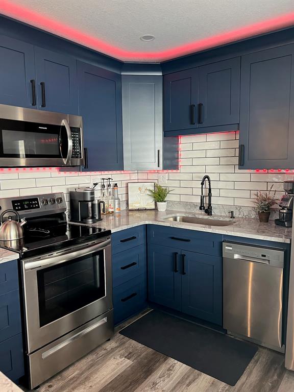 13246 4th Street East Madeira Beach, FL 33708 - Photo 20 of 23 a kitchen with stainless steel appliances a stove a sink and cabinets