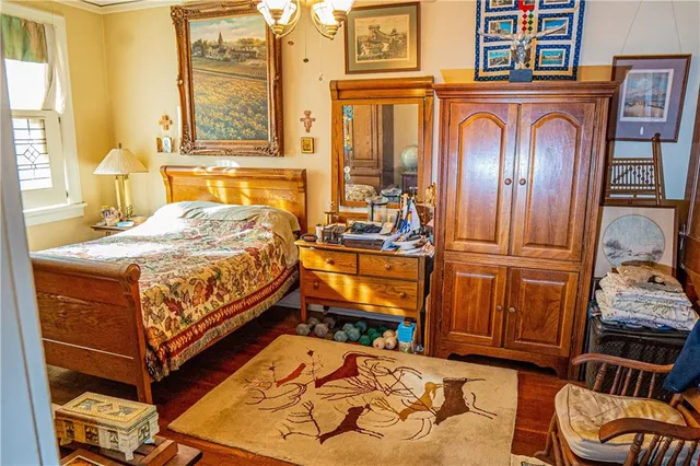 a view of a livingroom with furniture and a window