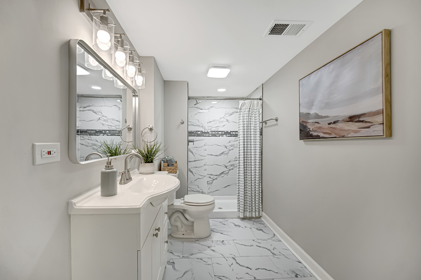 30 Cornwall Drive Crete, IL 60417 - Photo 36 of 44 a bathroom with a granite countertop sink a toilet and a mirror