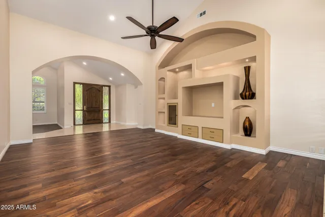 a view of a chandelier in a room