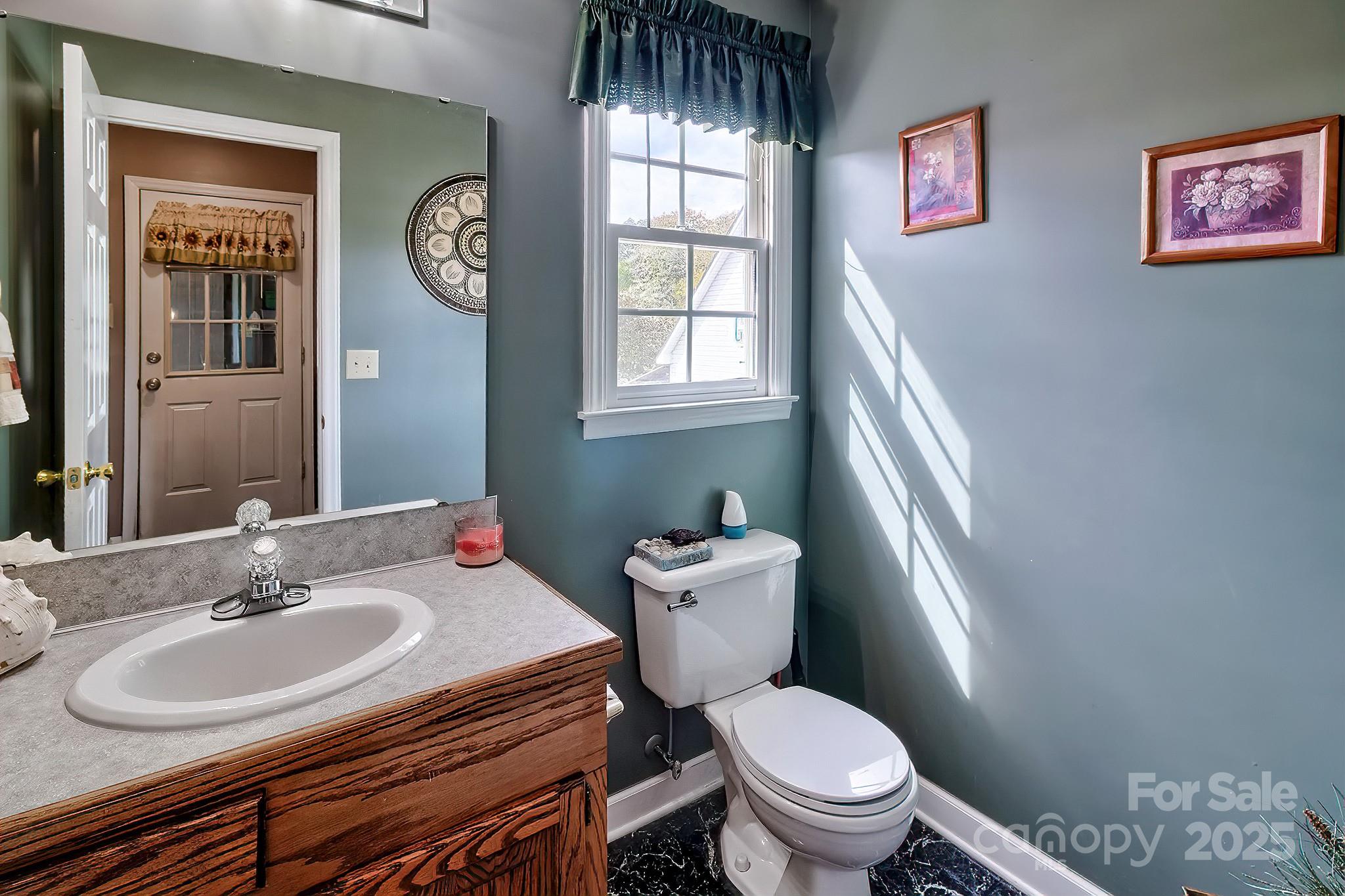 176 Griffin Road Pageland, SC 29728 - Photo 31 of 46 a bathroom with a toilet a sink and a mirror