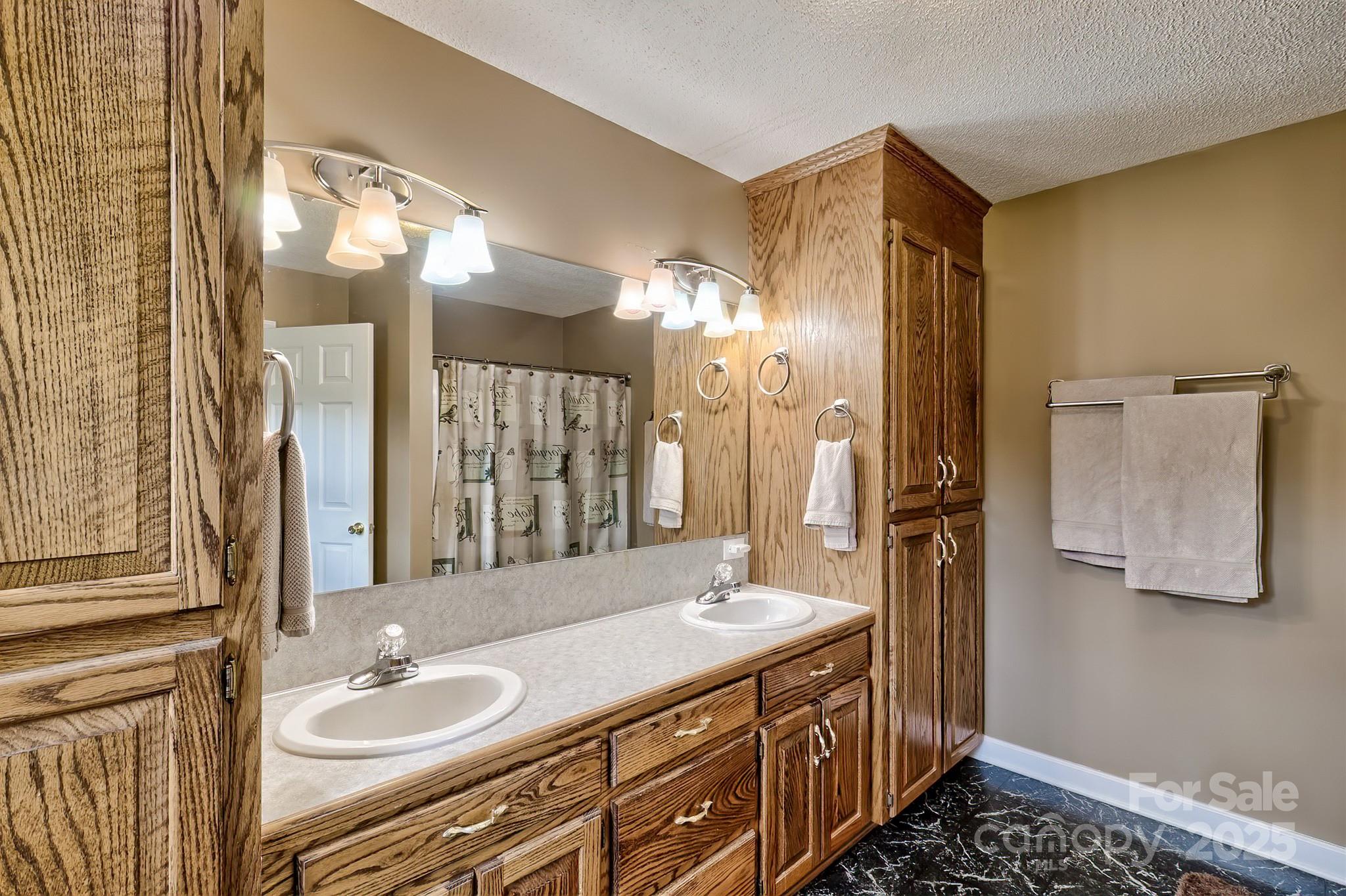 176 Griffin Road Pageland, SC 29728 - Photo 36 of 46 a bathroom with a double vanity sink mirror and shower