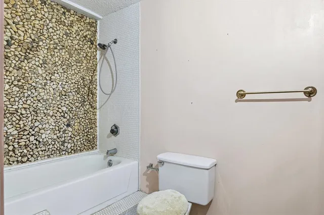 a bathroom with a toilet and a bathtub