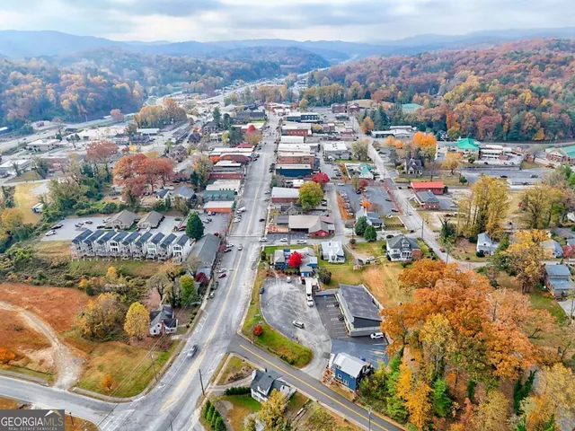 an aerial view of a city