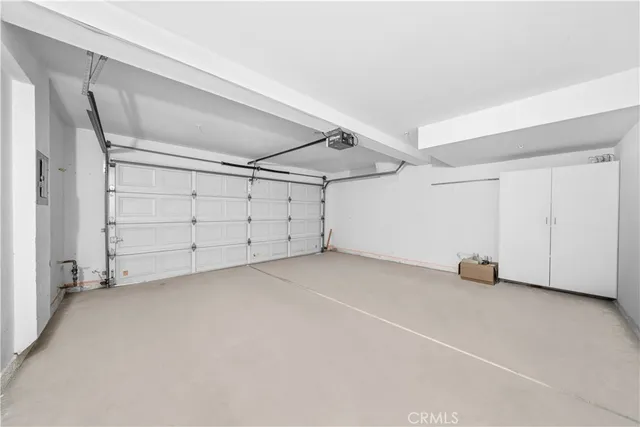 an empty room with cabinet