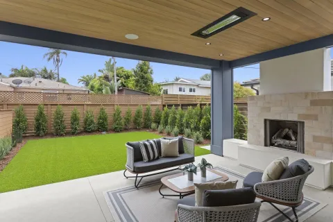a outdoor living space with furniture and garden view