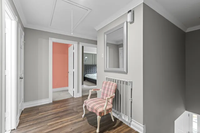 a chair and table in a room