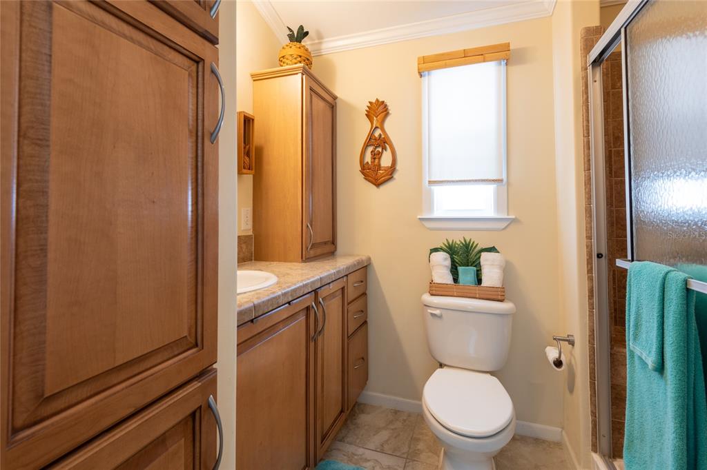 20300 Leonard Road, Unit 33 Lutz, FL 33558 - Photo 15 of 36 a bathroom with a toilet a sink and a shower