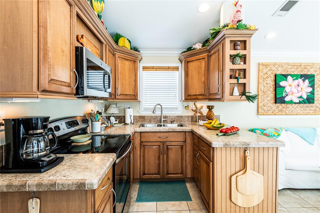 20300 Leonard Road, Unit 33 Lutz, FL 33558 - Photo 5 of 36 a kitchen with stainless steel appliances granite countertop a sink stove and cabinets