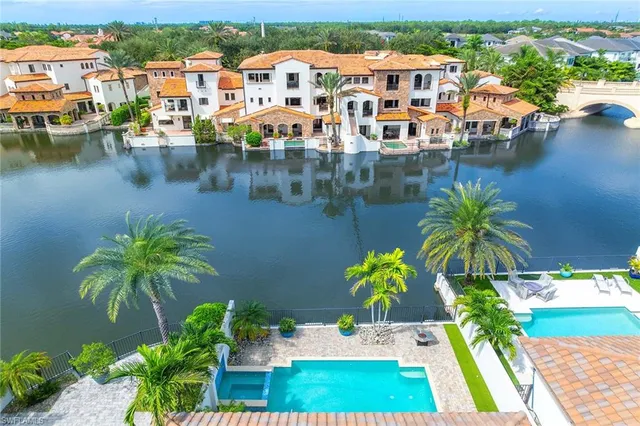 a view of a lake with a city view