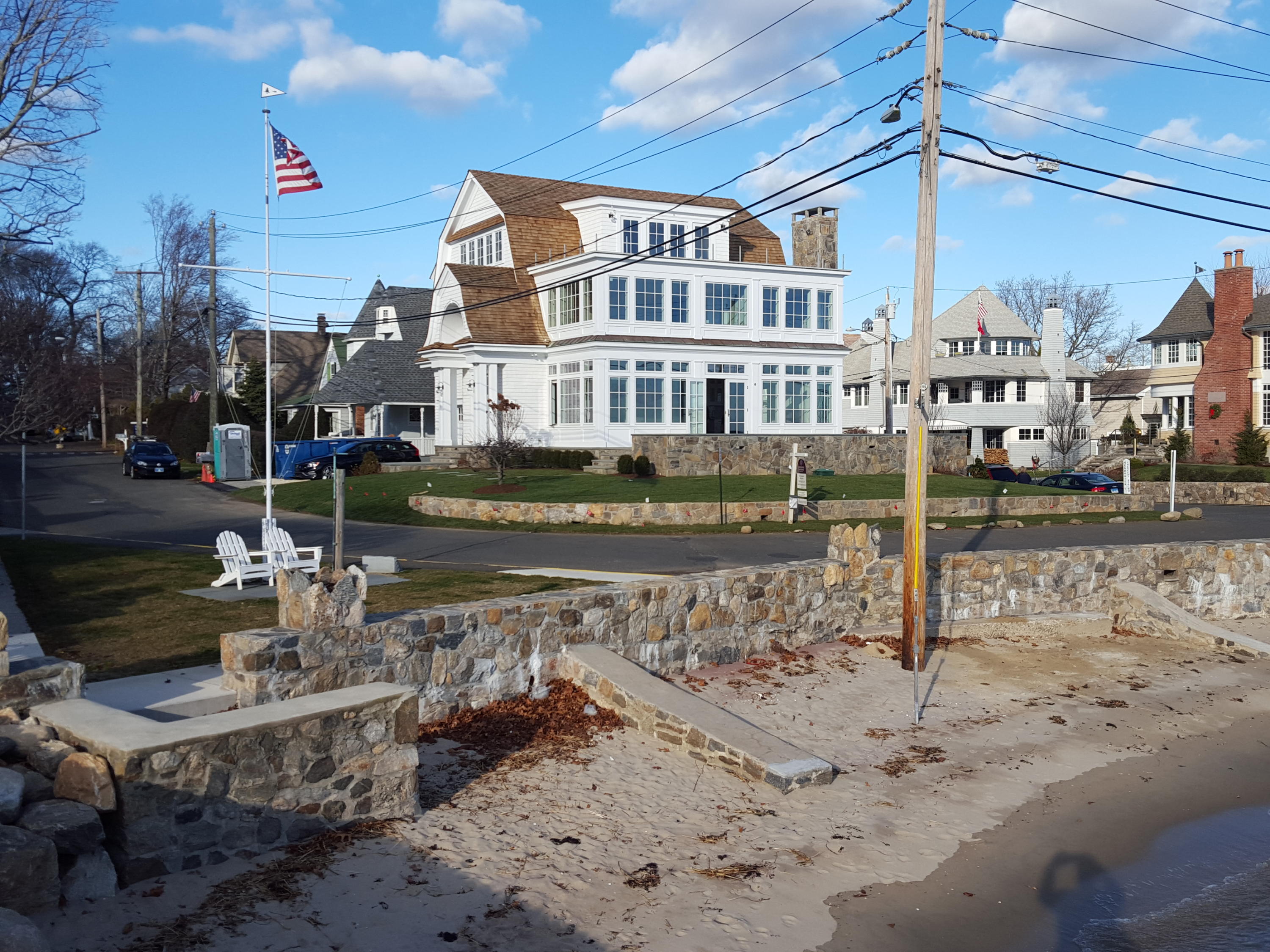a view of a building with a yard