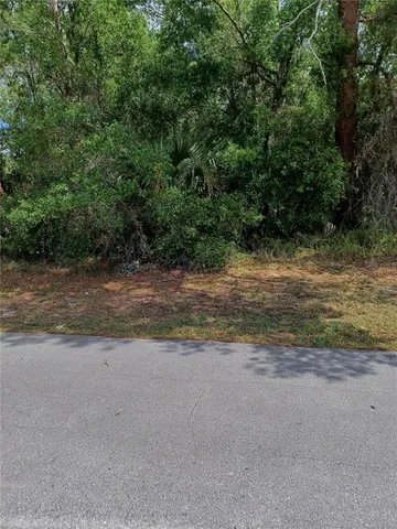 a view of a road with a yard