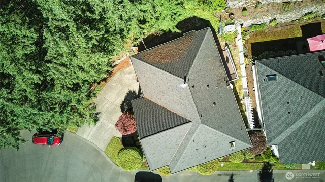 an aerial view of a house