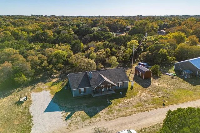 an aerial view of a house