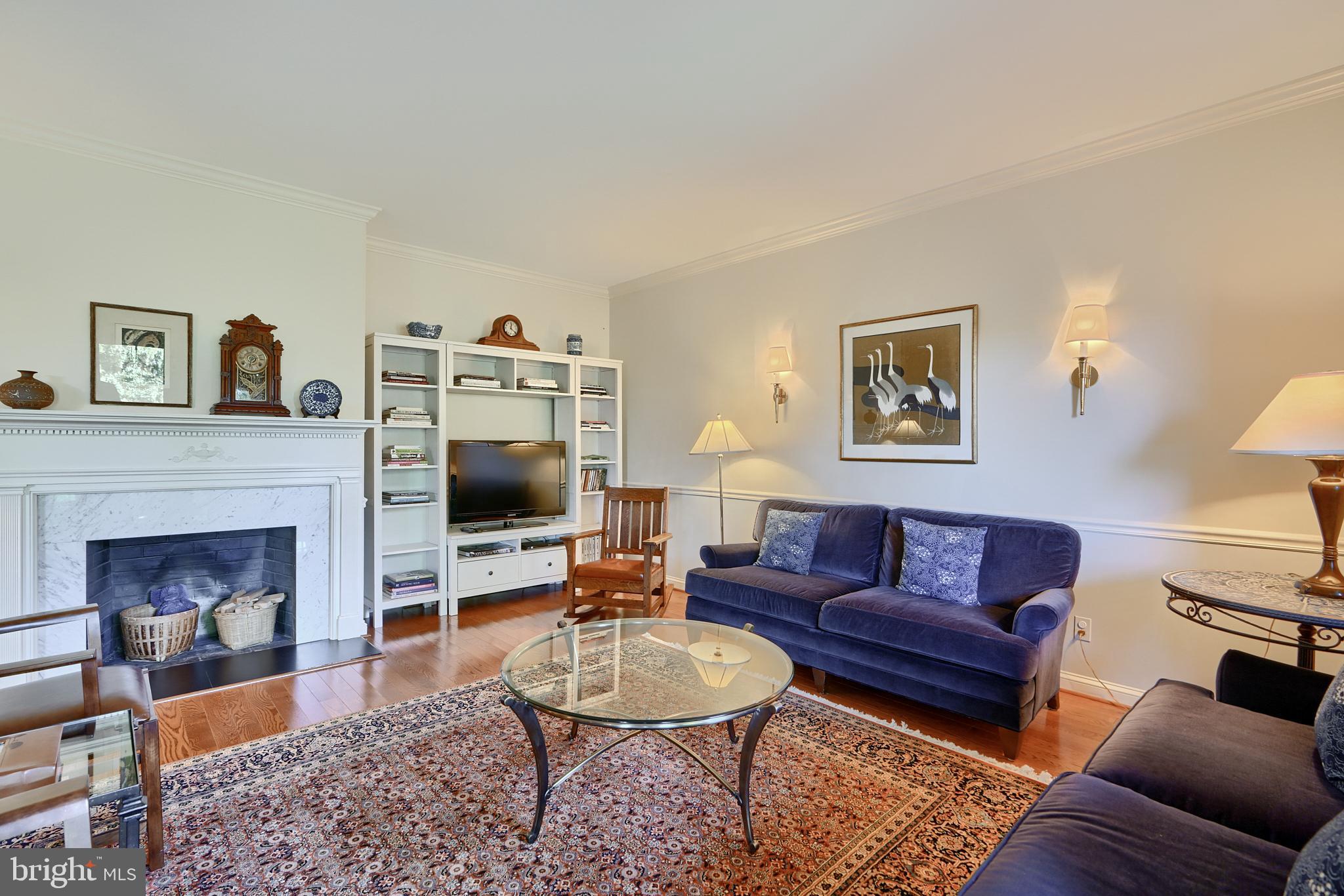7 Devon Hill Road, Unit A6 Baltimore, MD 21210 - Photo 10 of 61 a living room with furniture a fireplace and a flat screen tv