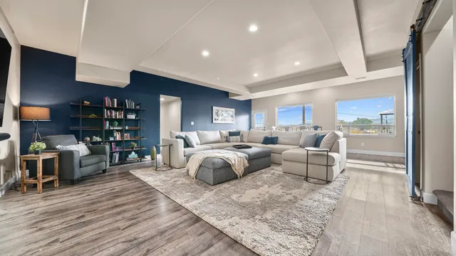 a living room with furniture and a couch