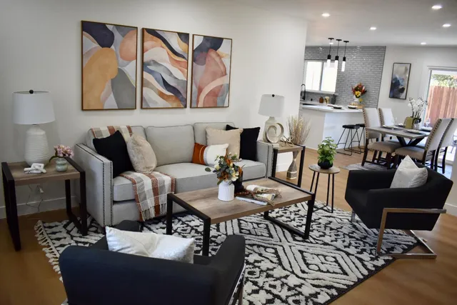 a living room with furniture