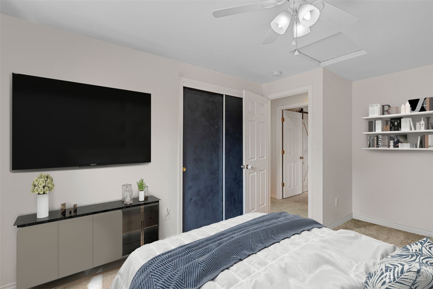 10823 23rd Drive Southeast Everett, WA 98208 - Photo 21 of 39 a bedroom with bed and a flat screen tv