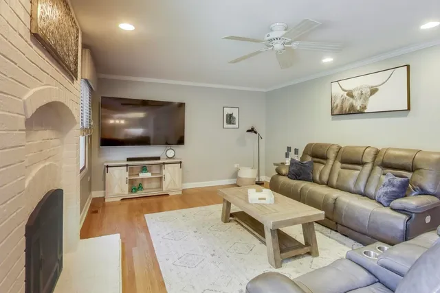 a living room with furniture and a couch