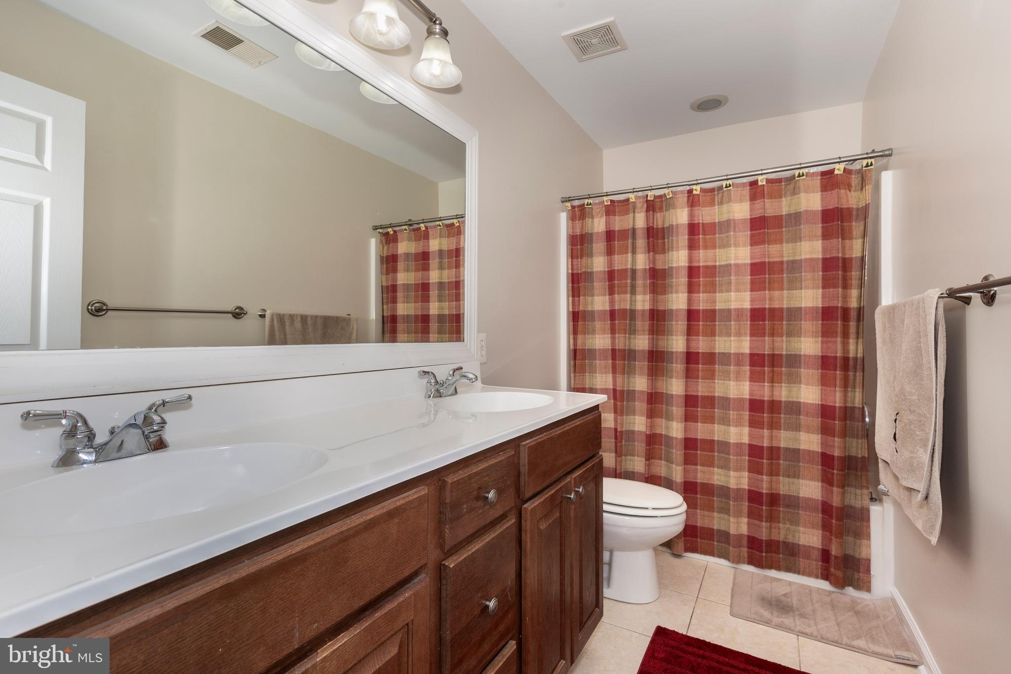 2995 Sams Creek Road New Windsor, MD 21776 - Photo 79 of 126 a bathroom with a sink a toilet a shower and a mirror