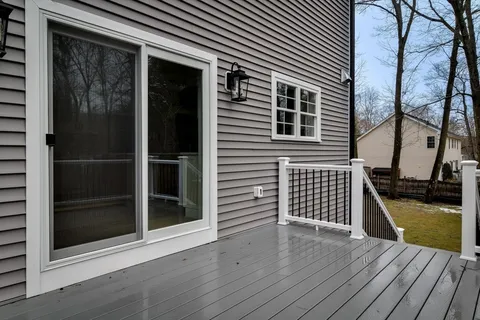 a view of a house with a large window