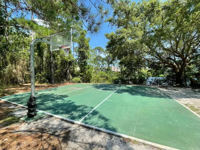 a view of a park with a slide