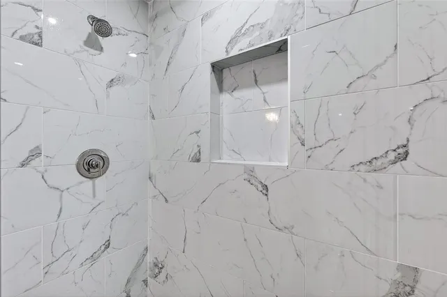 a bathroom with shower