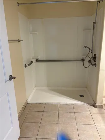 a bathroom with a bathtub