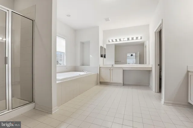 a bathroom with a bathtub