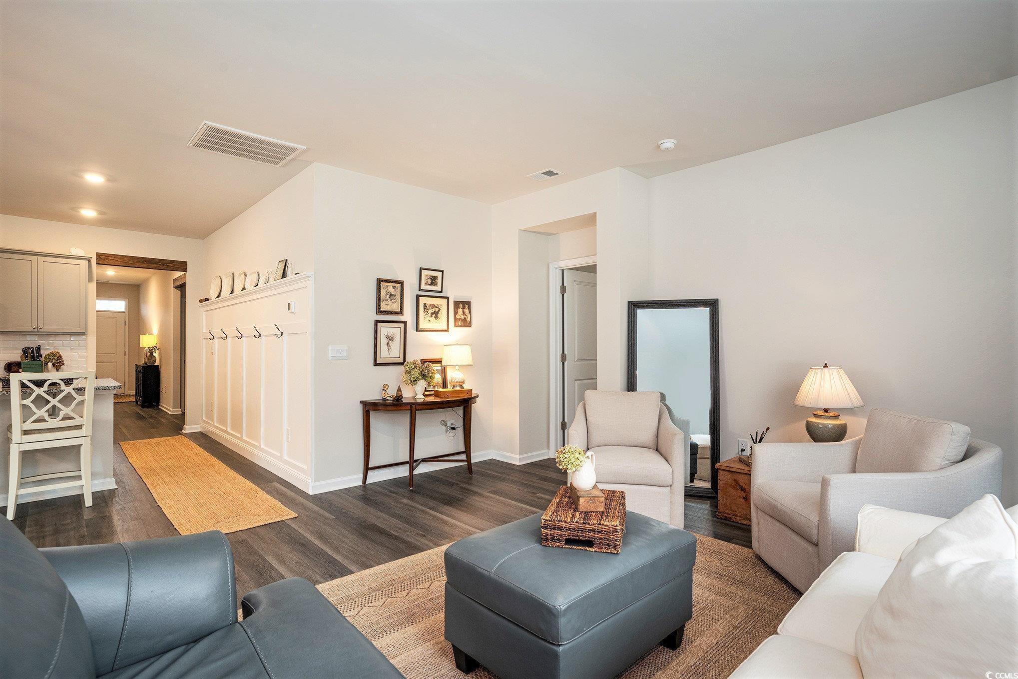 132 Columbus Street Conway, SC 29526 - Photo 8 of 39 Living room with dark wood-style floors and recessed lighting