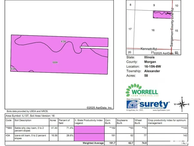 Sangamon Morgan County Road, Alexander, IL 62601