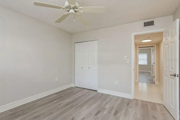 a view of three palm trees