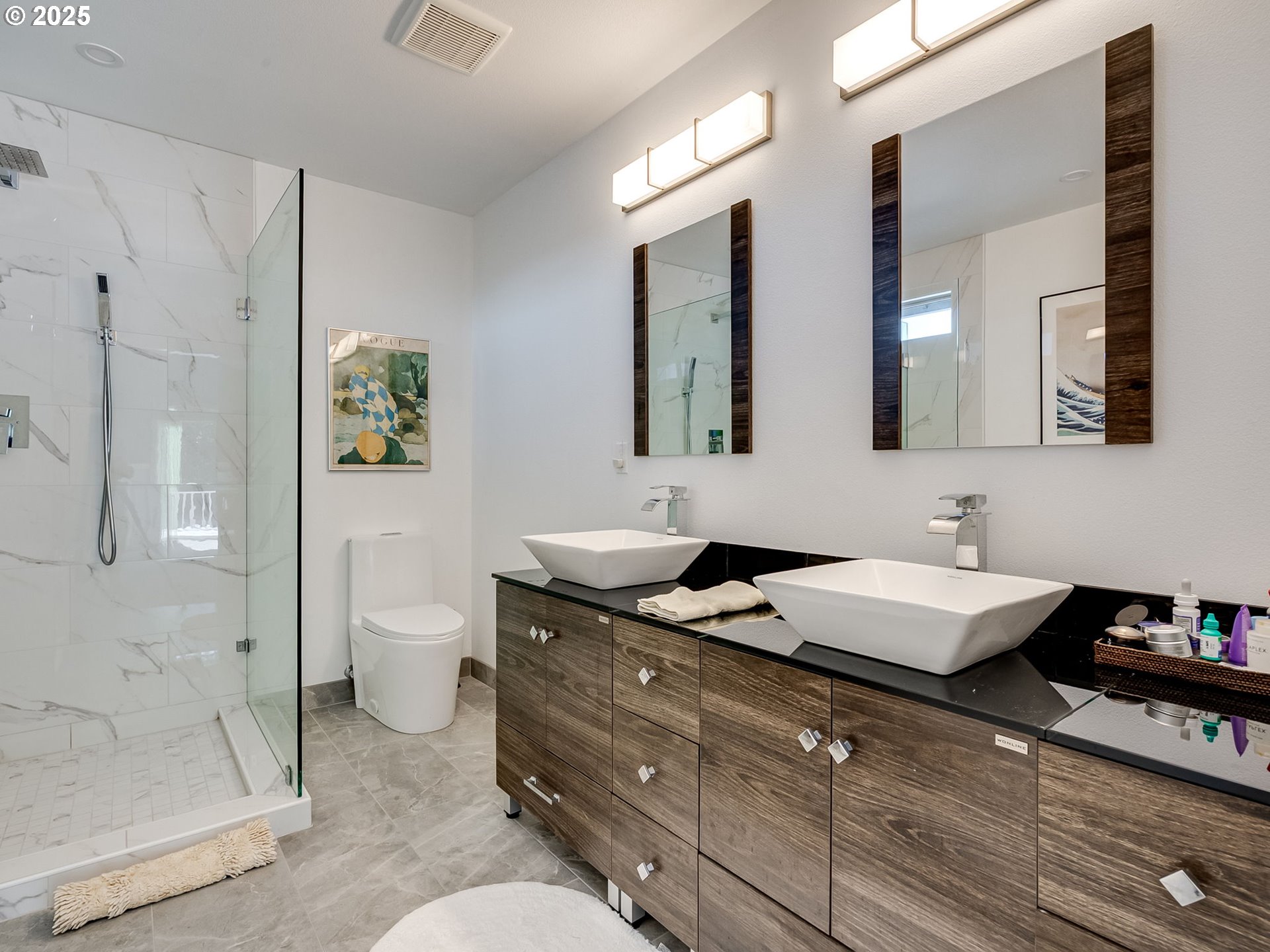 756 Sunset Ridge Drive Washougal, WA 98671 - Photo 30 of 47 a bathroom with a granite countertop sink mirror and toilet