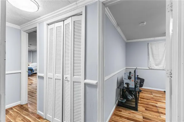 a view of a room with stairs