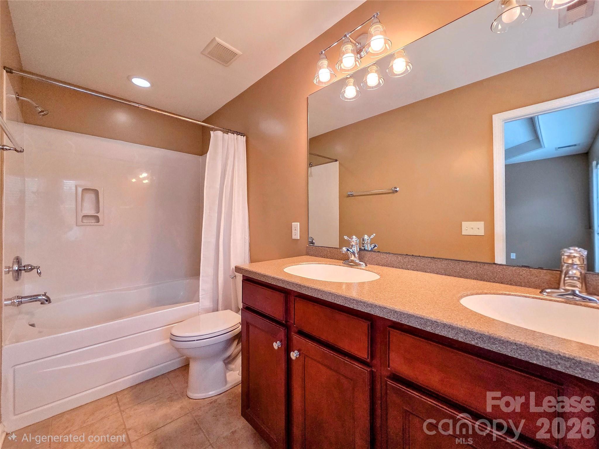 1114 Drayton Court Fort Mill, SC 29708 - Photo 18 of 31 a bathroom with a double vanity sink toilet mirror and bathtub
