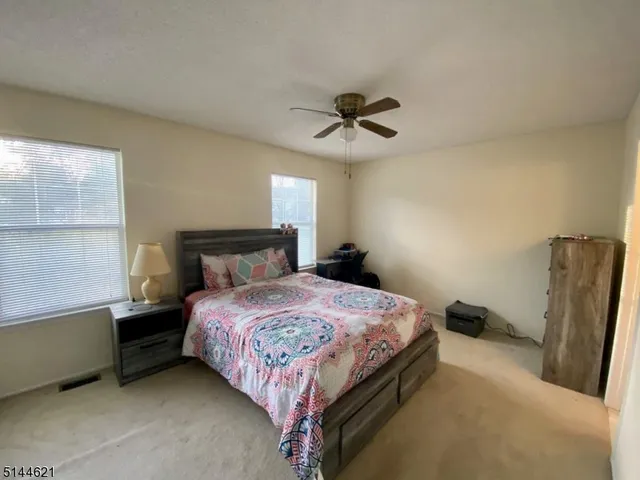 a bedroom with a bed and a walk in closet