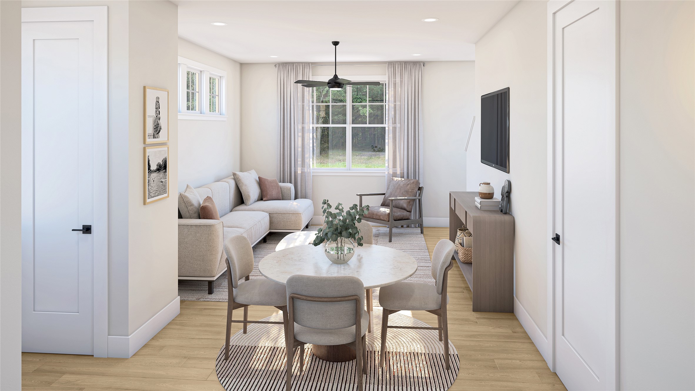 2414 Drew Lane, Unit 9 Austin, TX 78748 - Photo 2 of 5 Dining room featuring light wood finished floors, recessed lighting, and ceiling fan