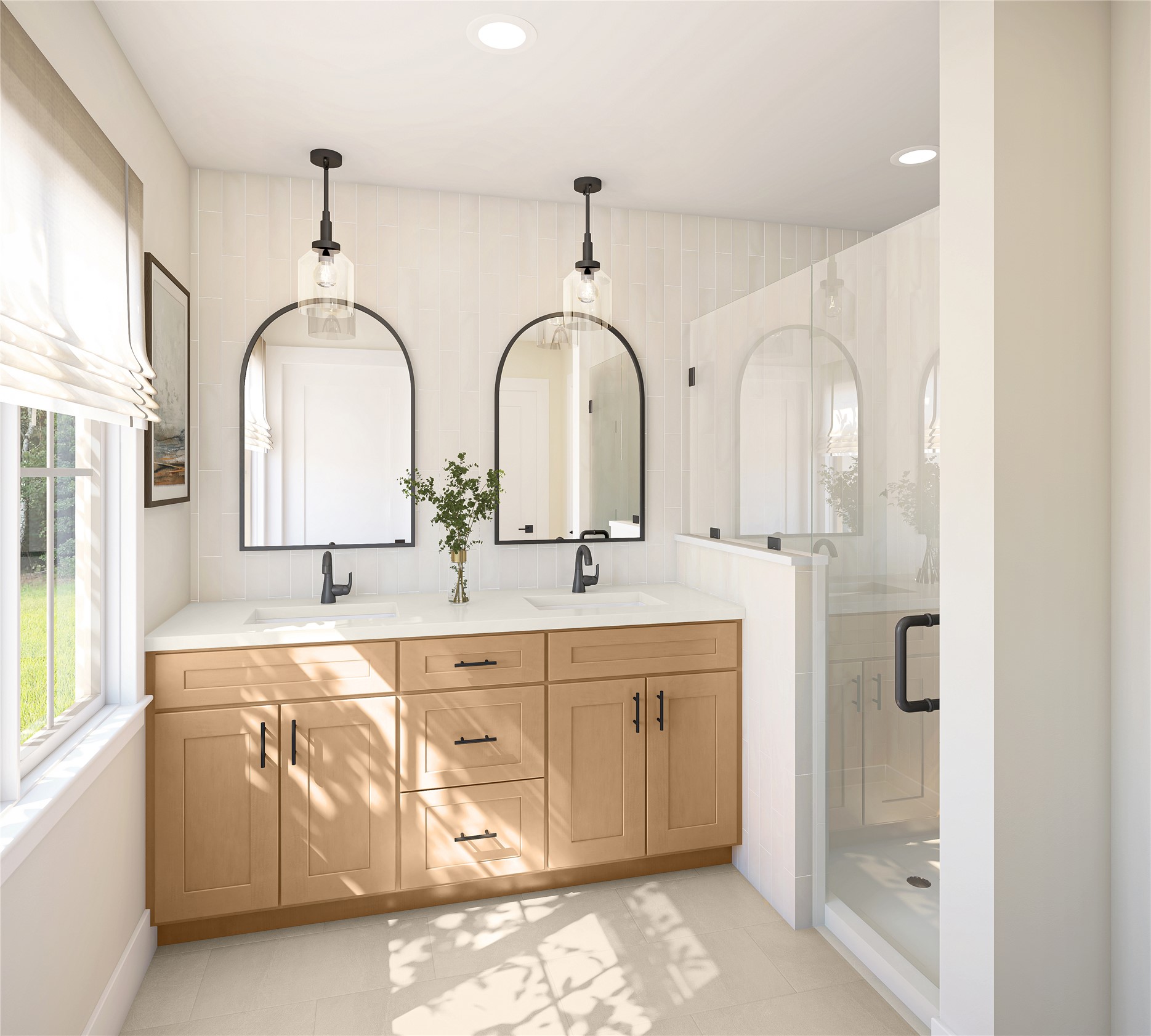 2414 Drew Lane, Unit 9 Austin, TX 78748 - Photo 4 of 5 Full bath featuring double vanity, a stall shower, and recessed lighting