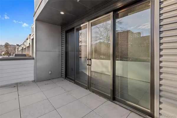 a view of a glass door
