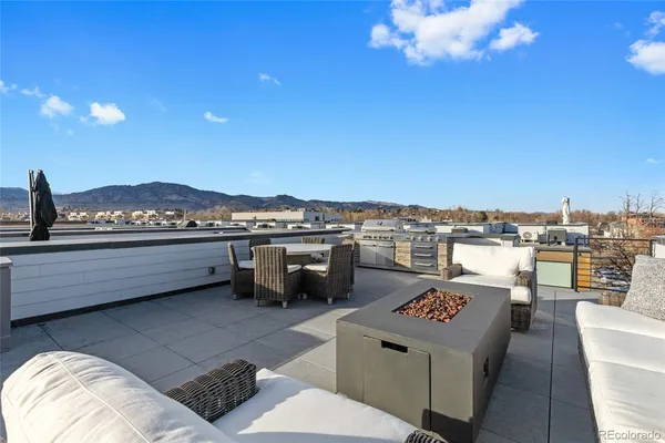 a terrace view with sitting space