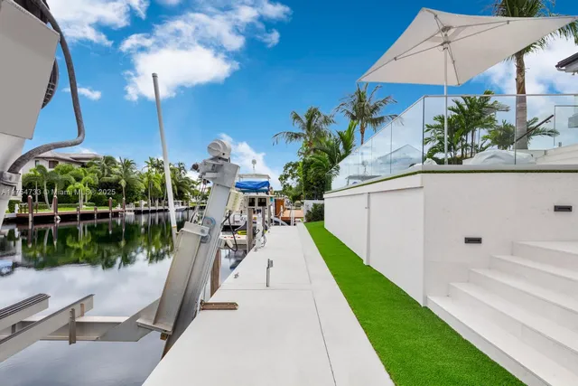 a view of a lake with a patio