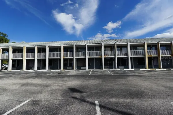 front view of a large building with a large window