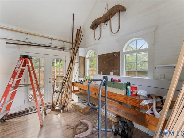 a picture of a room with a bench
