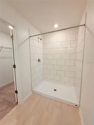 a bathroom with a bathtub