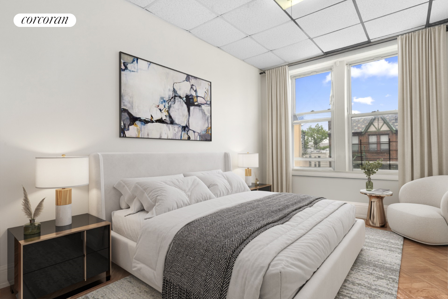 845 Bay Ridge Avenue Brooklyn, NY 11220 - Photo 3 of 7 a bedroom with a bed painting on wall and a large window