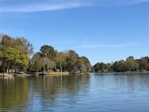 a view of lake with green space
