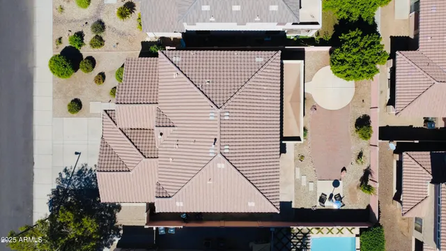an aerial view of tennis court