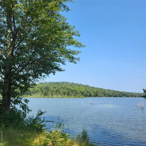 a view of lake and mountain